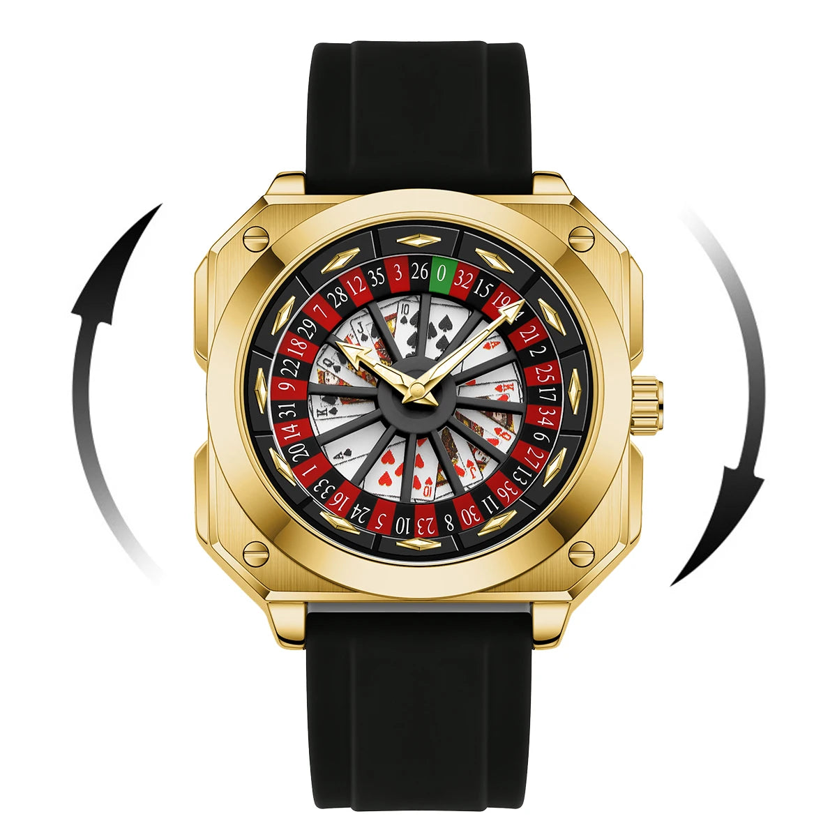 DSERS Feeling Lucky? — Roulette Dial Sports Quartz Watch, Square Case [Multiple Colour Options]