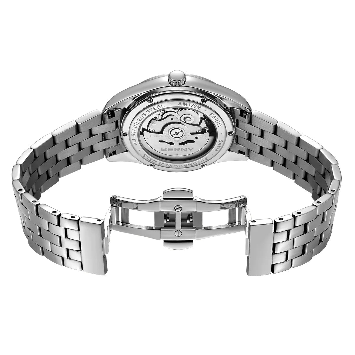 BERNY AM179M — Open-Heart Skeleton Automatic, NH38 Movement, Sapphire Crystal, Stainless Steel, 50m [Dial & Case Options]