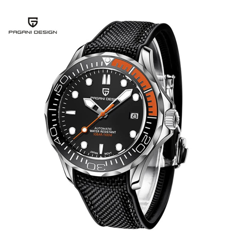 Pagani Design PD-1685 — Automatic Wave Dial Dive Watch, 007 Looks, Ceramic Bezel, 200M Water Resistant [Multiple Colour / Strap Options]