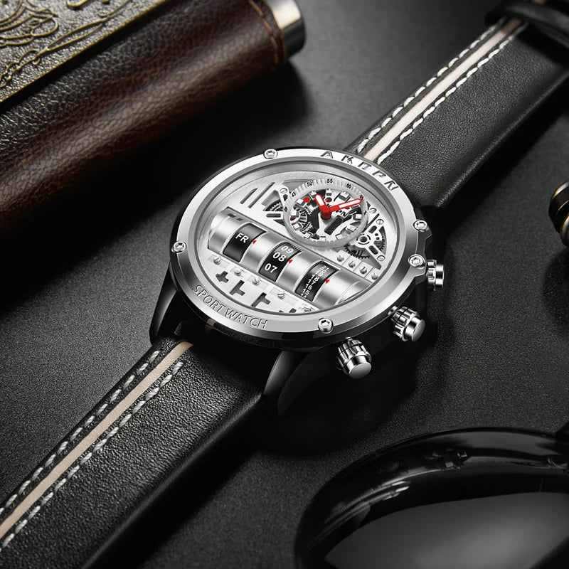 Turns Heads, Tells Time — Rotating Date Skeleton Watch, Spinning Dials & Hands