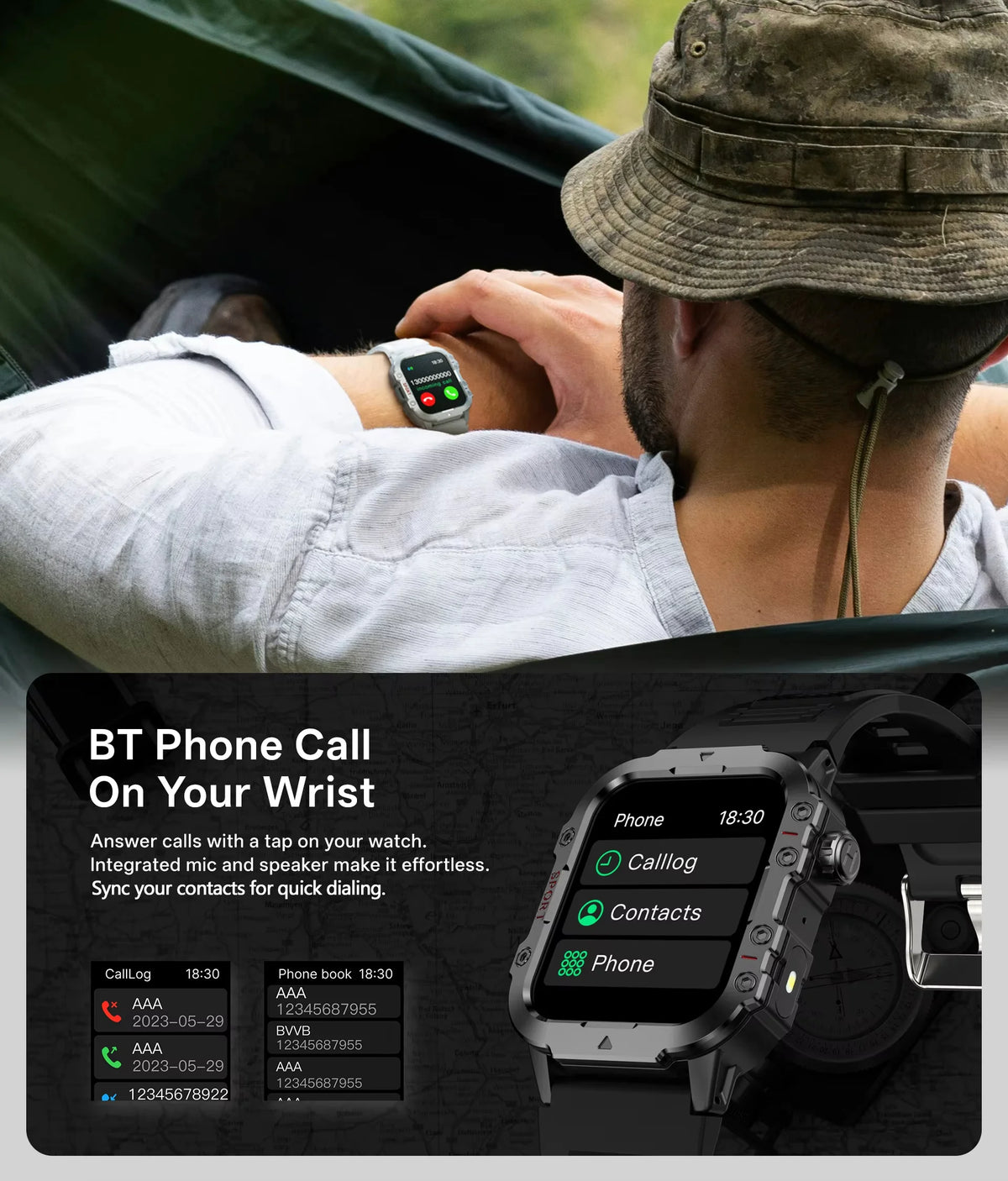 G.L Wear Smartwatch — Heart Rate, O2 & Sleep Monitor, Bluetooth Calling, LED Torch / Flashlight [Colour Options]
