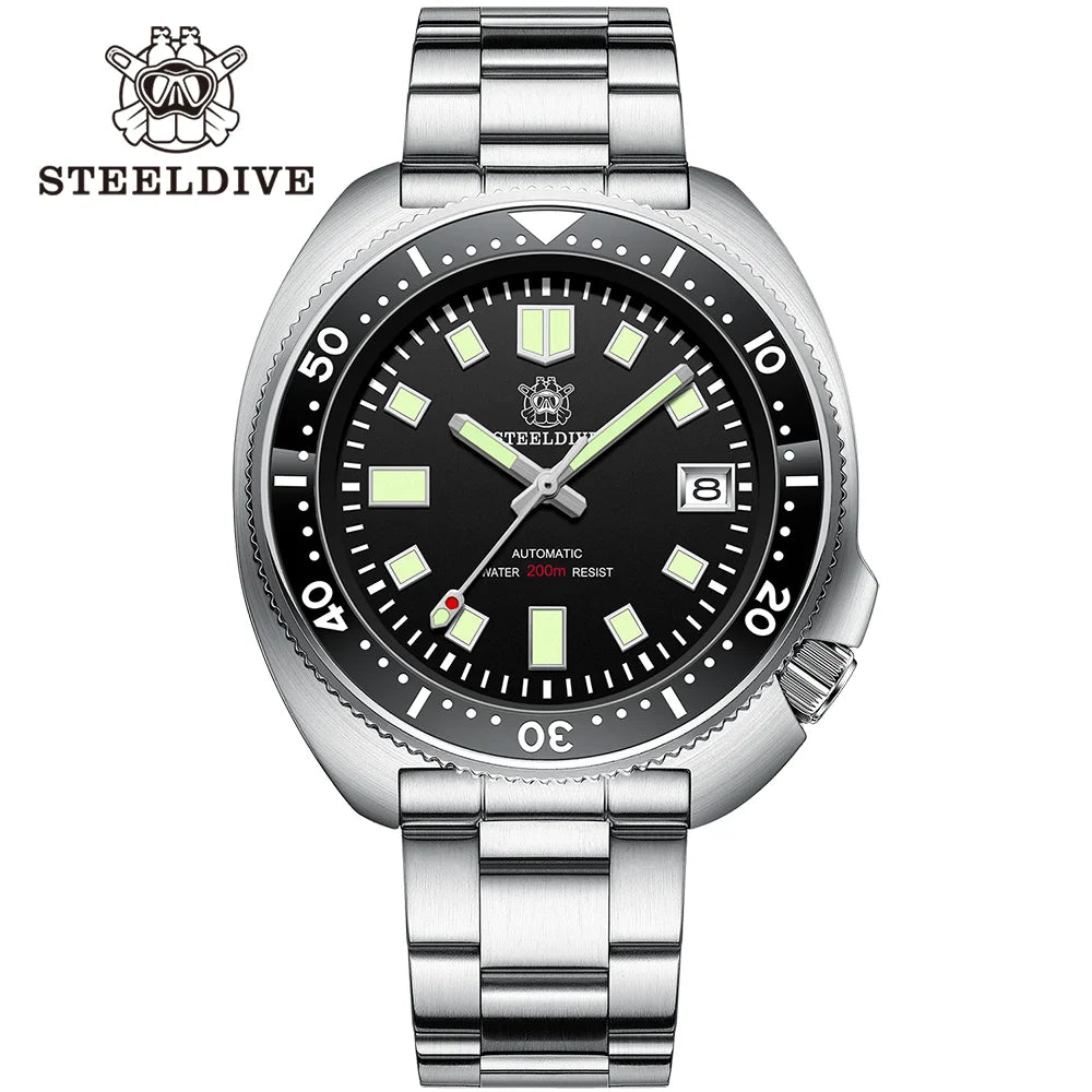 Steeldive SD1970 — Automatic Diver Watch, "6105 Turtle" Homage [Multiple Strap & Colour Options]