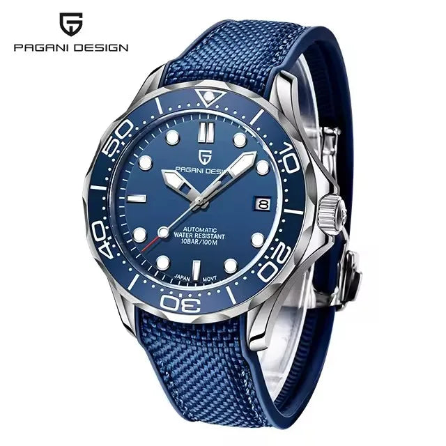 Pagani Design PD-1685 — Automatic Wave Dial Dive Watch, 007 Looks, Ceramic Bezel, 200M Water Resistant [Multiple Colour / Strap Options]