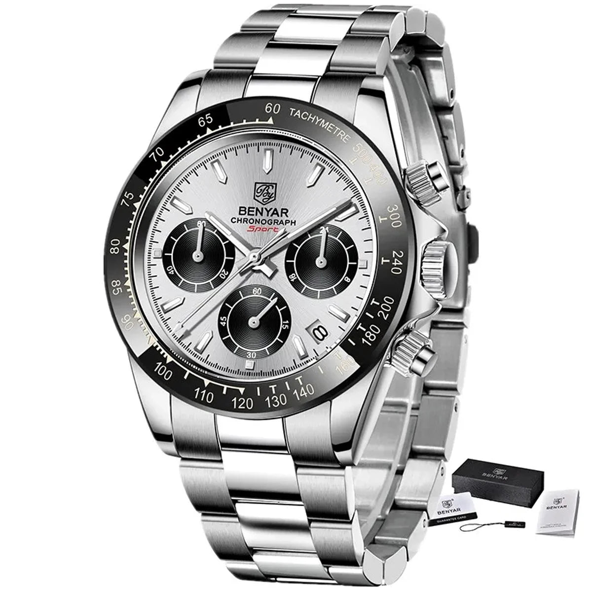 Serious Chronograph, Honest Price — BENYAR Quartz, Stainless Steel Bracelet [Colour Options]