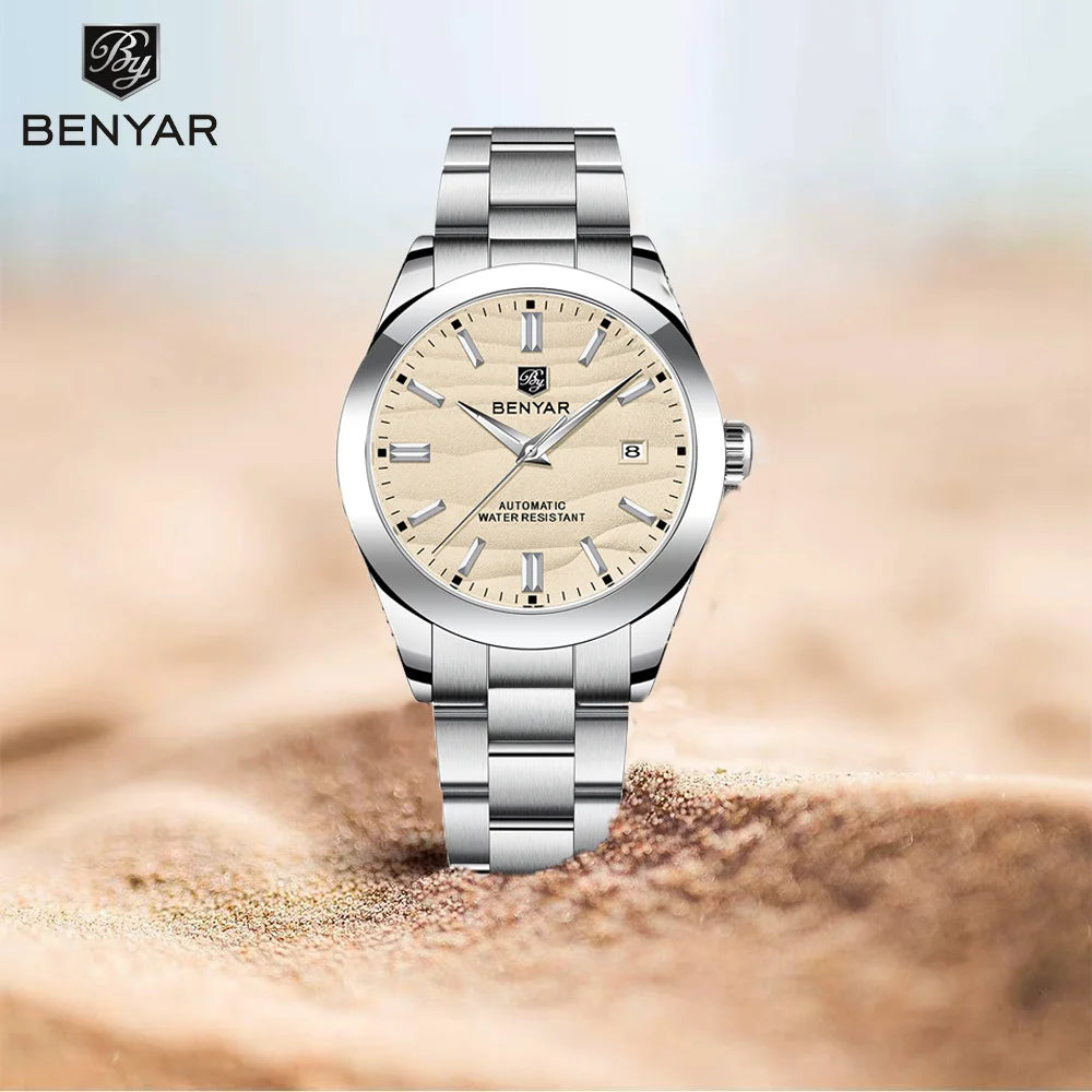 BENYAR Sand Dial BY-5208 — Automatic Watch, Day-Date Arc Window Display [Colour Options]