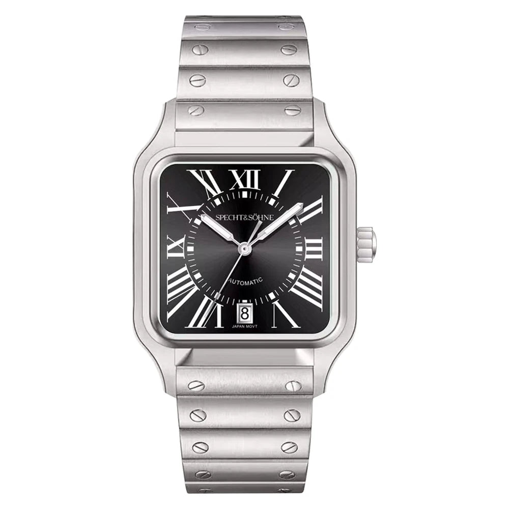 Elegance Redefined — SPECHT&SOHNE SP0011 Rectangular Automatic Fashion Watch, Sapphire Crystal, Stainless Steel [Colour Options]