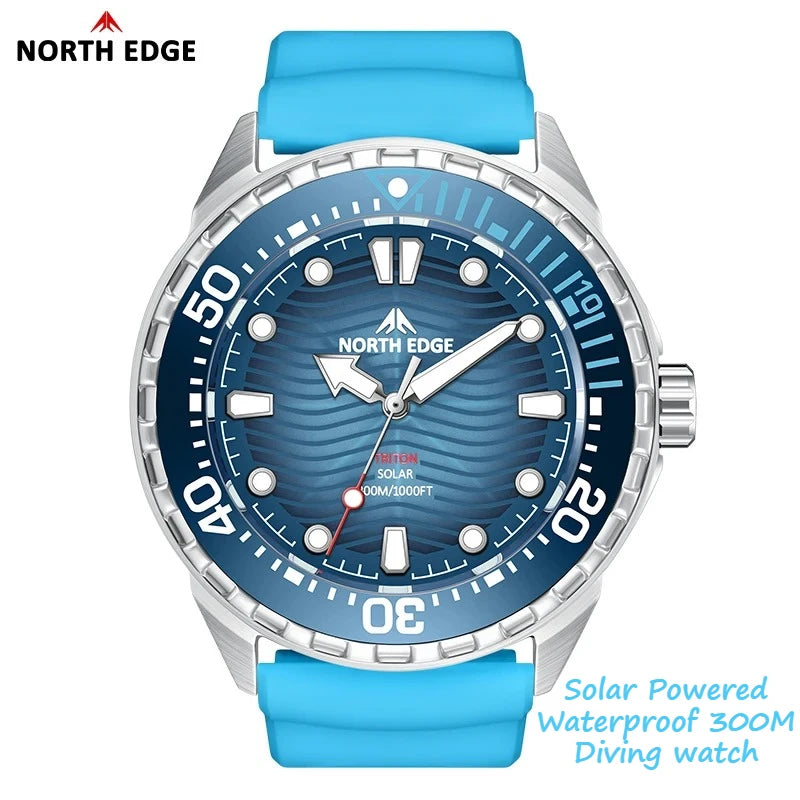 Never Charge It Again — NORTH EDGE Triton Solar Powered Rugged 300M Dive Watch [Strap & Colour Options]
