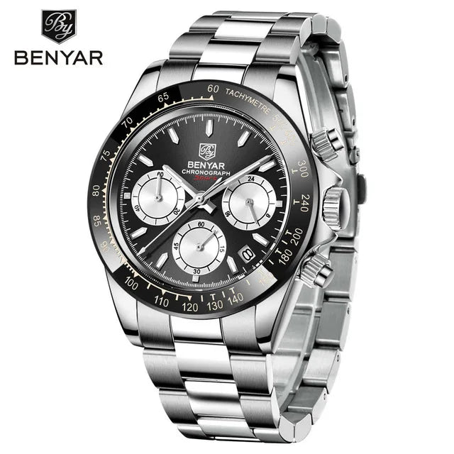 Serious Chronograph, Honest Price — BENYAR Quartz, Stainless Steel Bracelet [Colour Options]