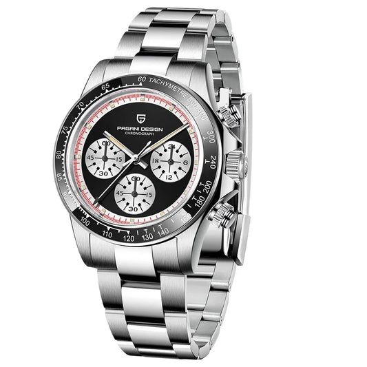 Iconic Racing Looks — PAGANI DESIGN PD-1676 Ceramic Bezel Chronograph, Panda Dial, Sapphire Crystal