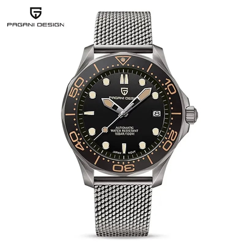 Pagani Design PD-1685 — Automatic Wave Dial Dive Watch, 007 Looks, Ceramic Bezel, 200M Water Resistant [Multiple Colour / Strap Options]