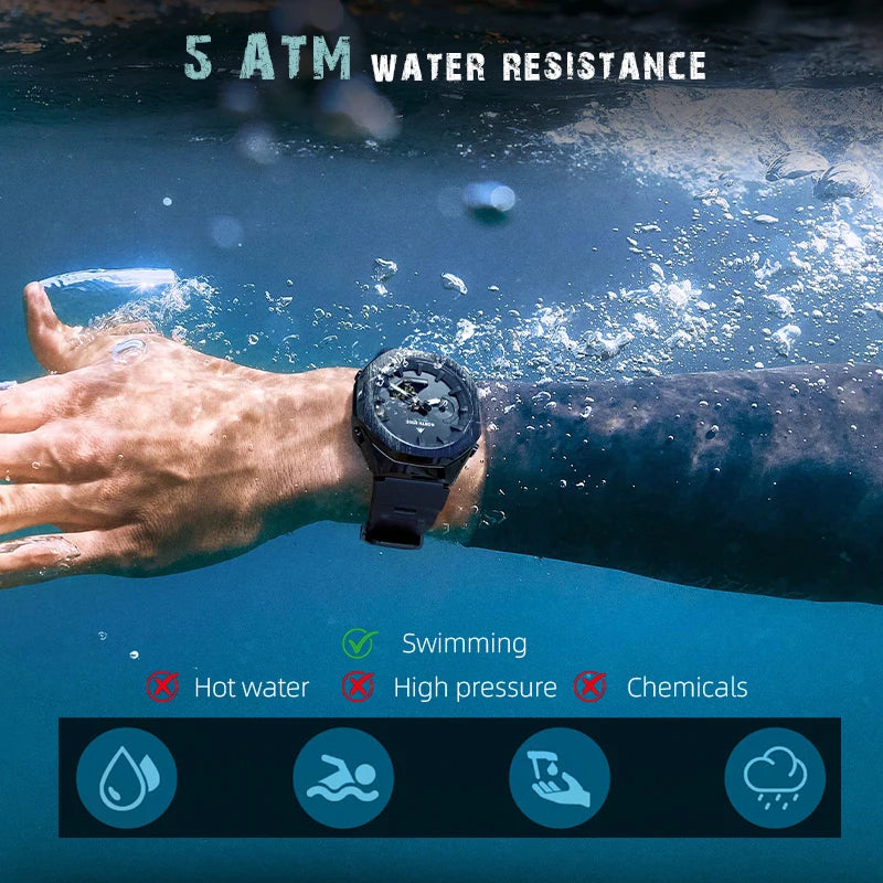NORTH EDGE MERCURY Analog-Digital Sports Watch: World Time, Stopwatch, 5 Alarms, LED Backlight, 50m [Colour Options]