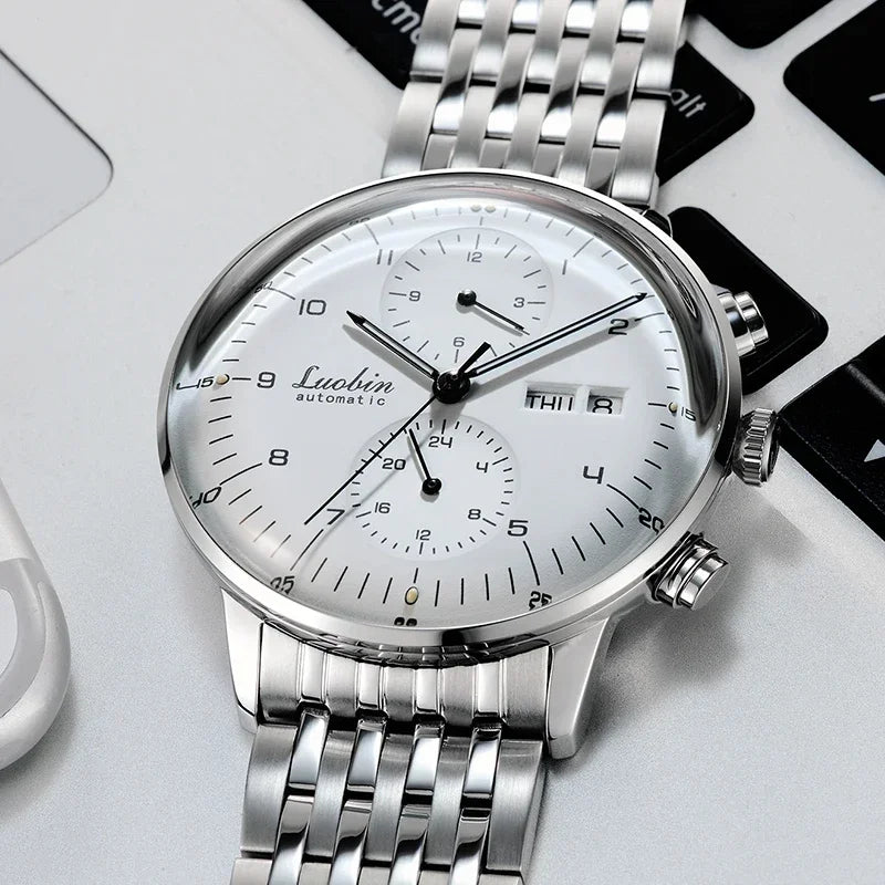 Mens Automatic Mechanical Watch — Week & Date Display, 316L Stainless Steel, 42mm, Luminous, Hardlex Crystal [Dial & Strap Options]