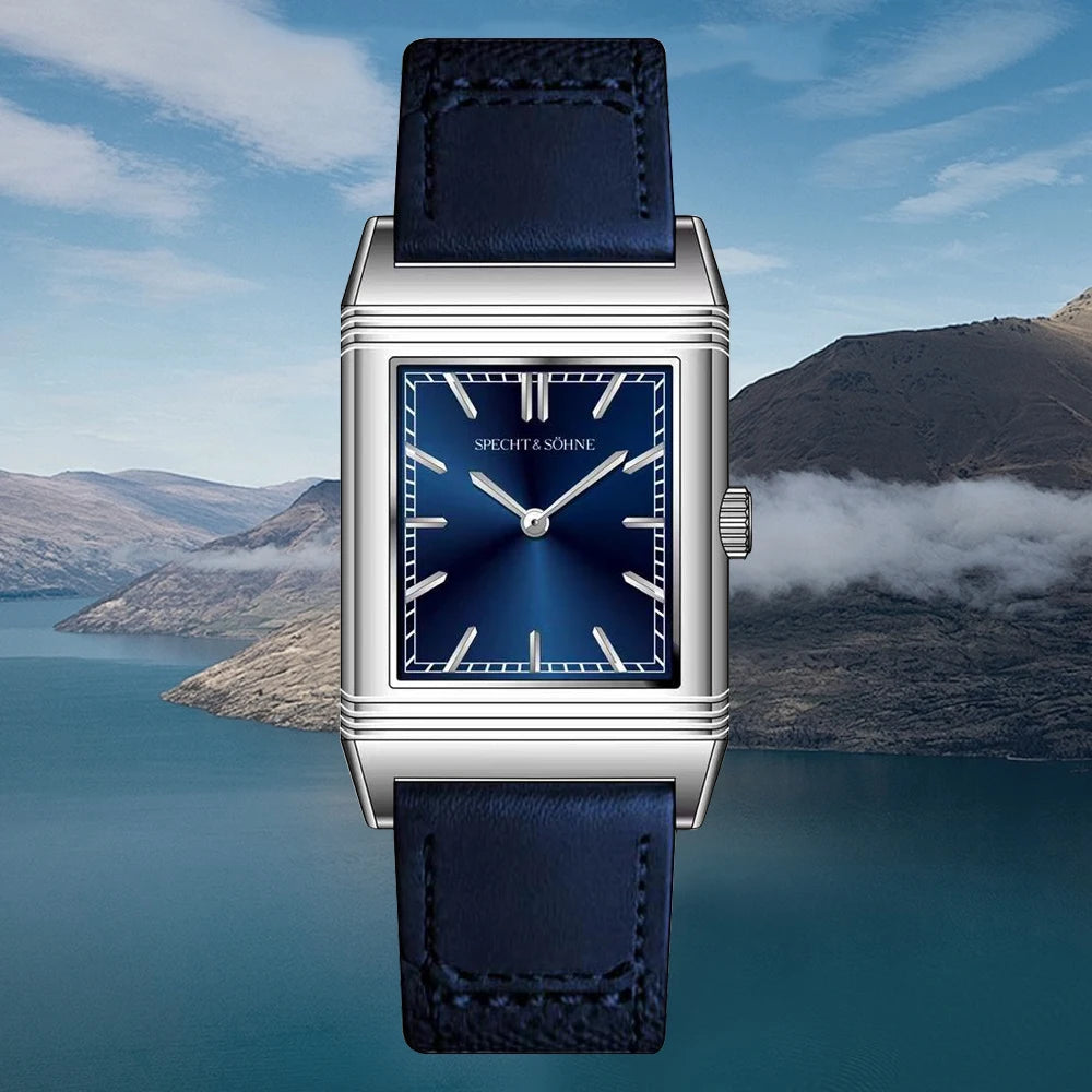 Specht & Söhne SP0028 — Reversible Flip-Case Square Watch, Leather Strap, Sapphire Crystal
