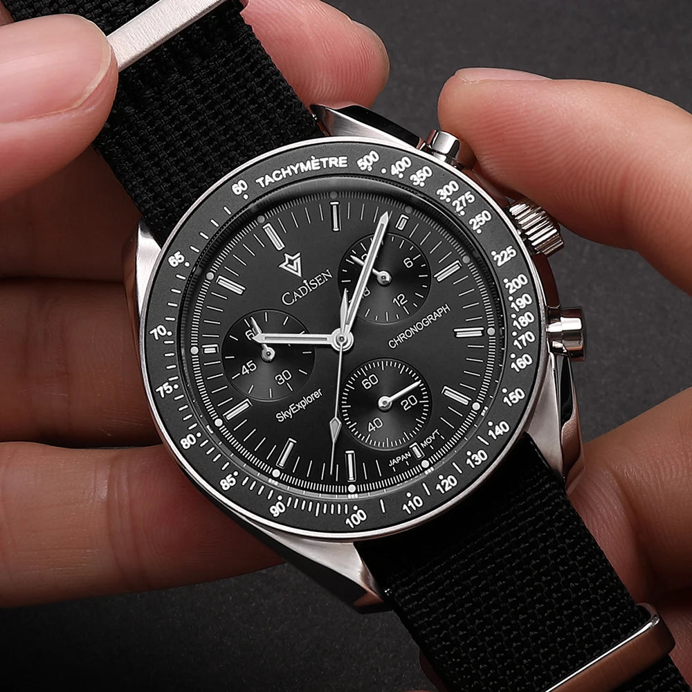 CADISEN C7064 — Genuine VK68 Chronograph, Sapphire Crystal, Canvas Strap — Serious Specs, Honest Price [Colour Options]