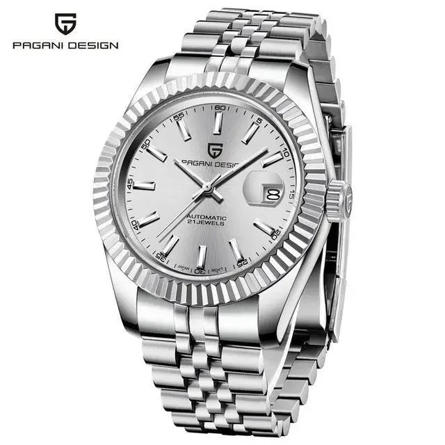 Pagani Design PD-1645 — Fluted Bezel Automatic Watch, Jubilee Bracelet, 100M Water Resistant [Multiple Colour / Dial Options]