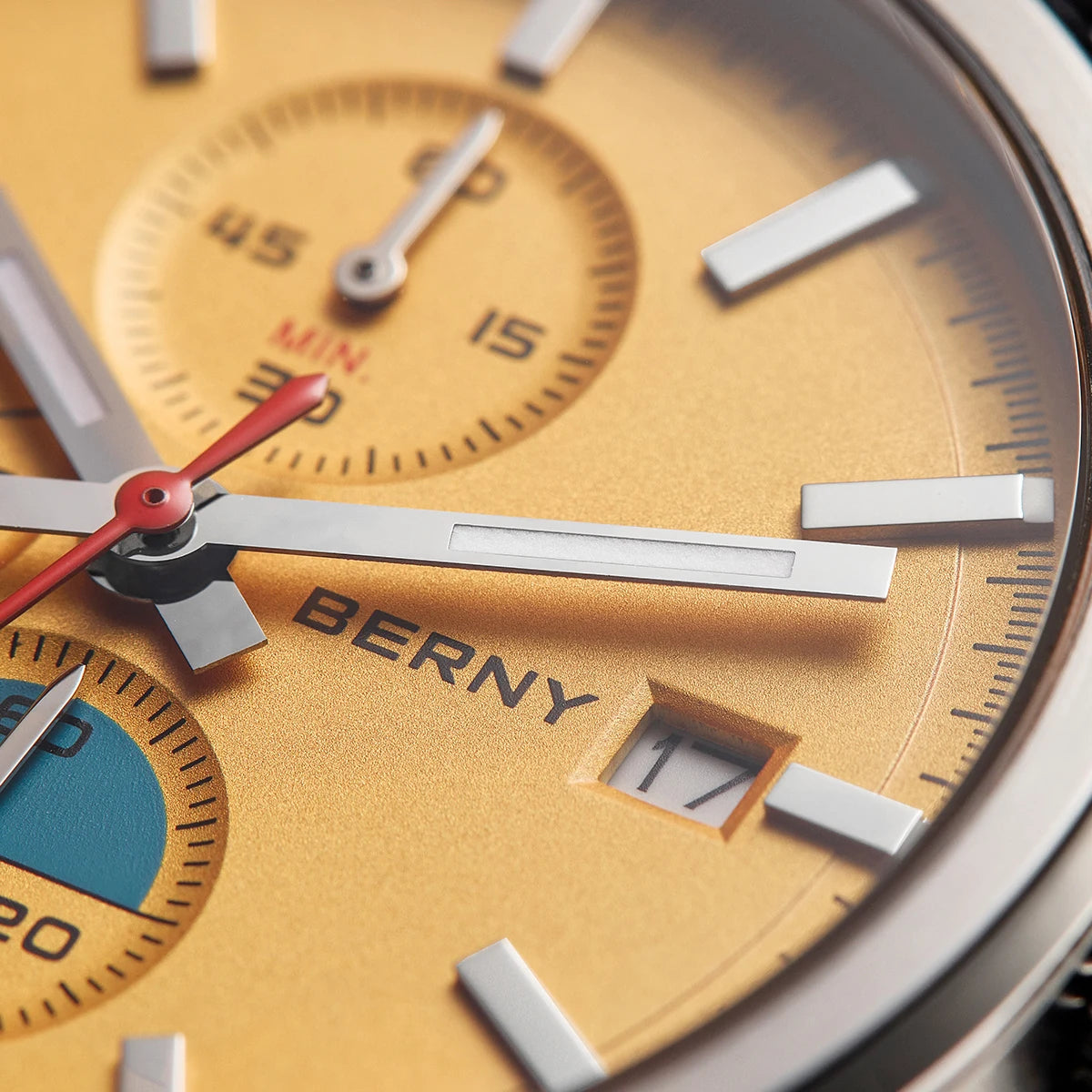 BERNY 2826M Chronograph — Miyota OS10 Quartz, AR-Coated Sapphire, 37mm, 50m, Luminous, Canvas Strap [Dial & Strap Options]