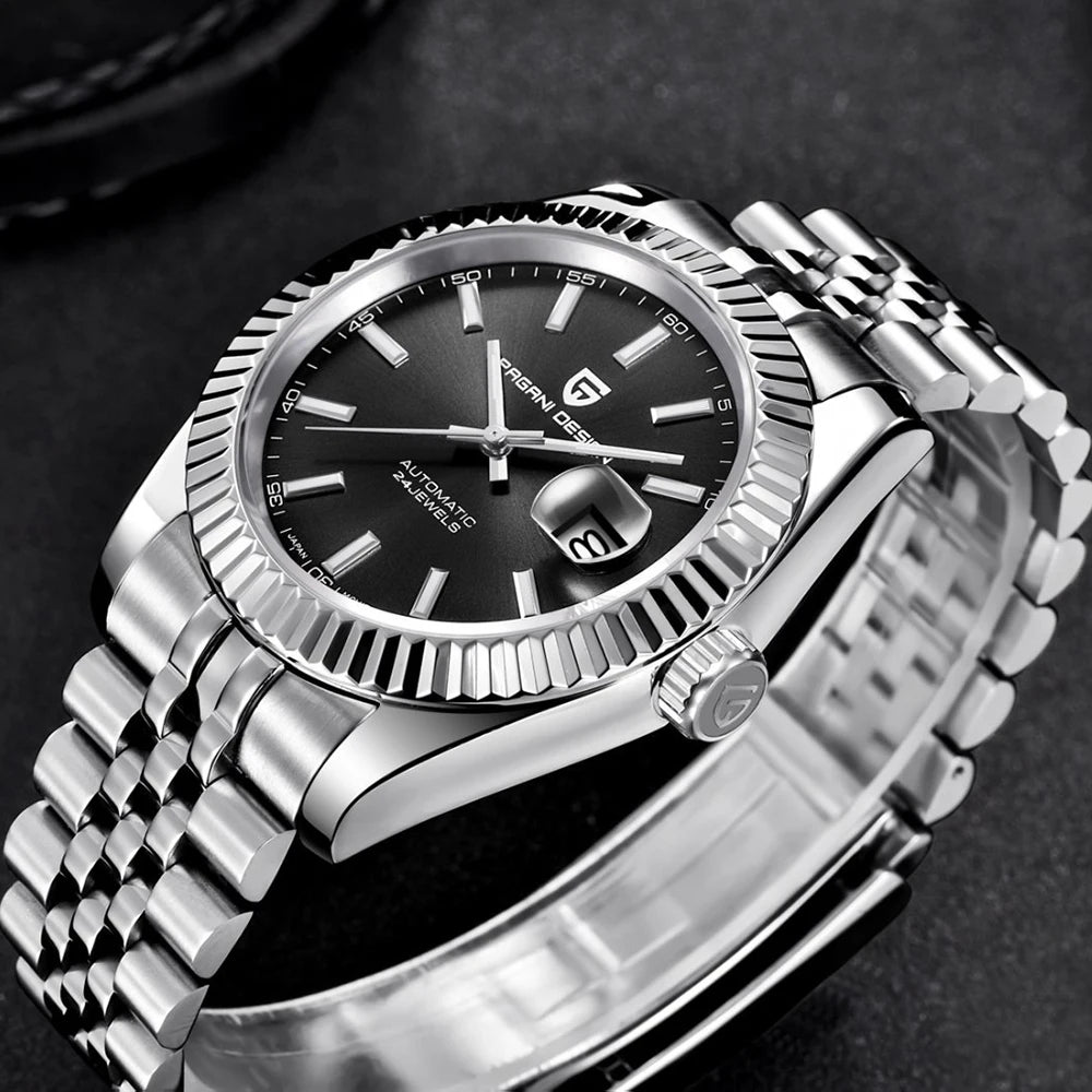 Pagani Design PD-1645 — Fluted Bezel Automatic Watch, Jubilee Bracelet, 100M Water Resistant [Multiple Colour / Dial Options]