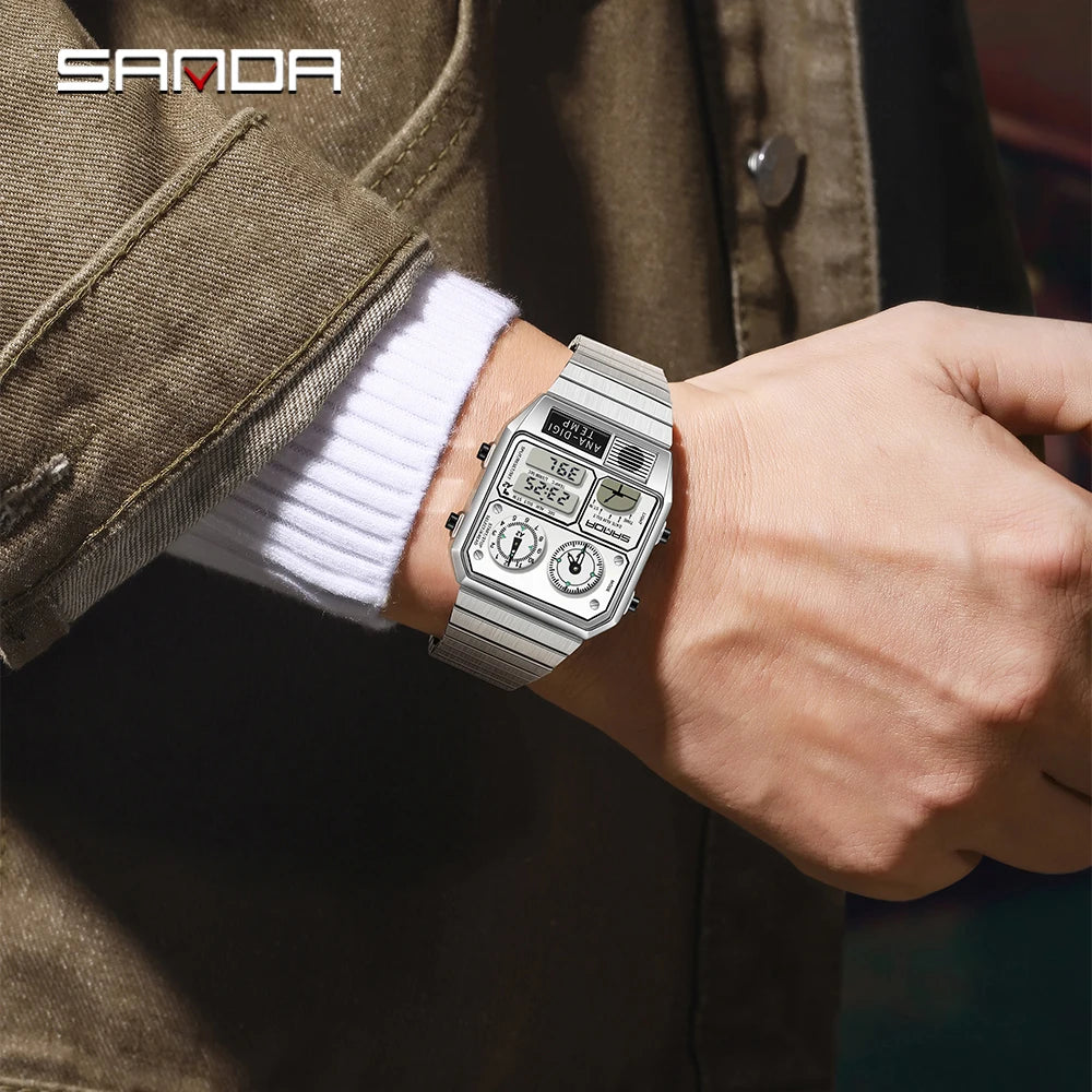 Command Console on Your Wrist — SANDA 3192 Retro Digital-Analog Sport Watch [Colour Options]