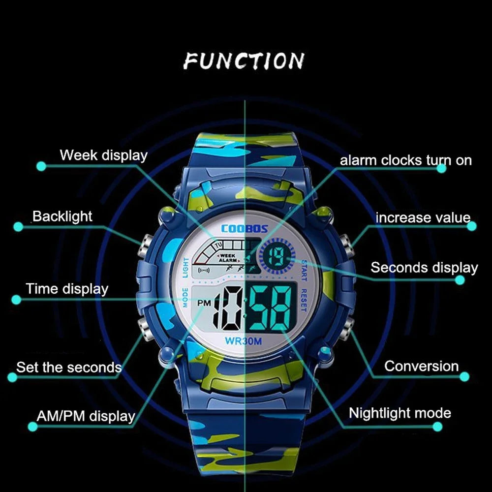 Ready for Anything — Fun Sports Digital Watch for Kids Boys & Girls [Multiple Colour Choices]