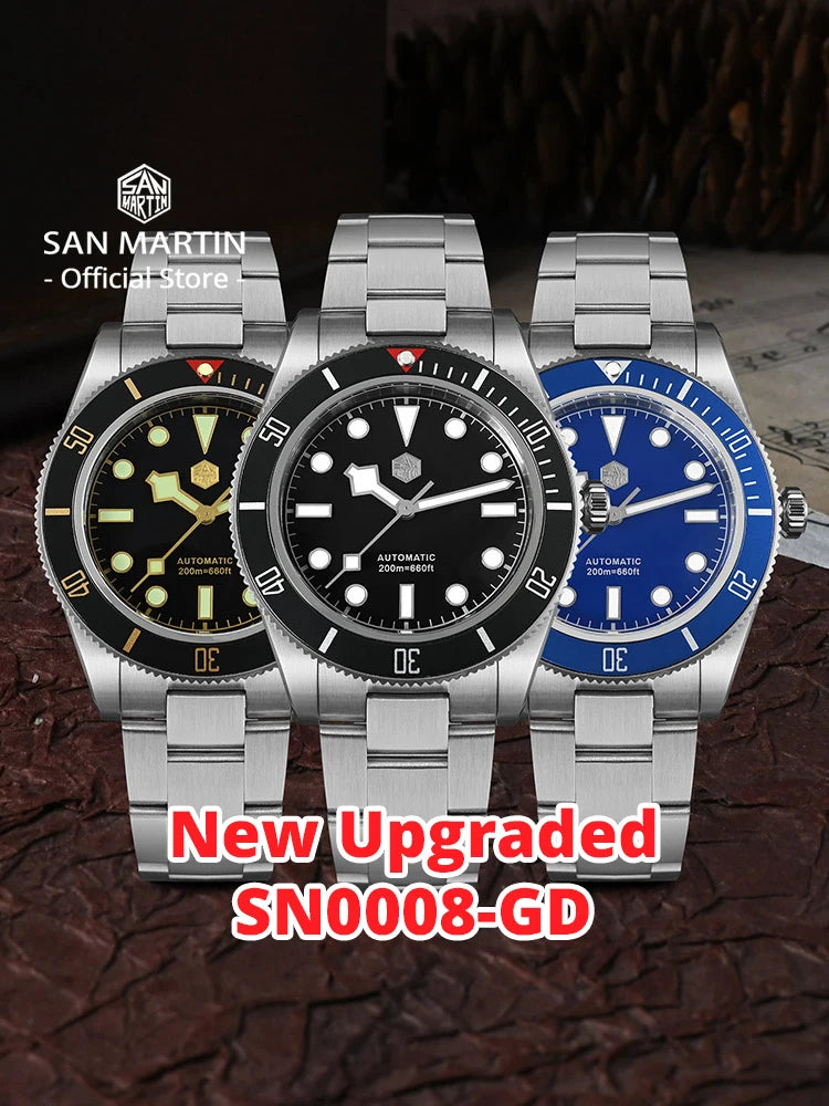 San Martin SN0008 — Premium BB58-Style Automatic Diver, Snowflake Hands, Genuine 200M Water Resistance