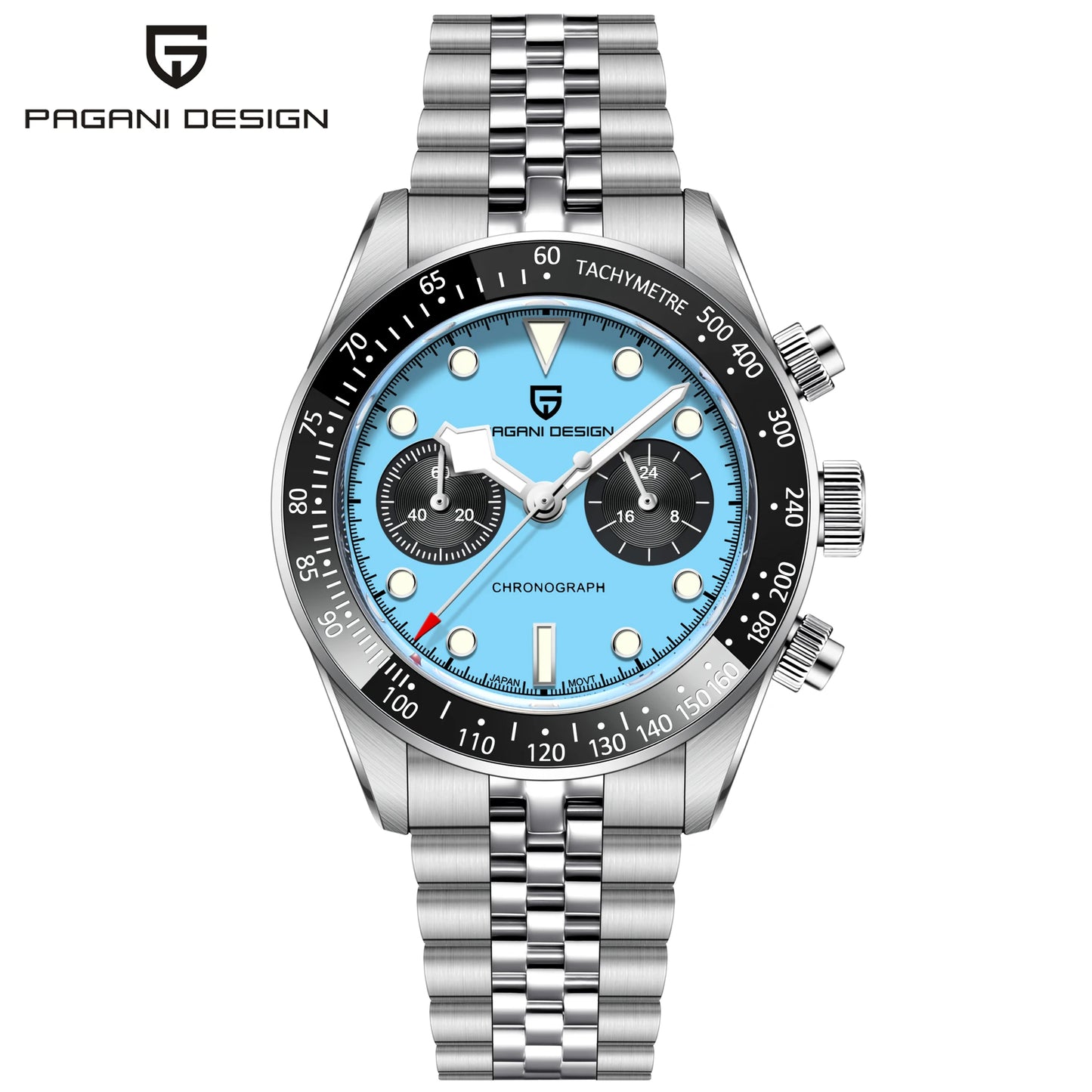 Pagani Design PD-1813 — Panda Dial Chronograph Watch, Jubilee Bracelet, 100M [Premium Colours Dials]