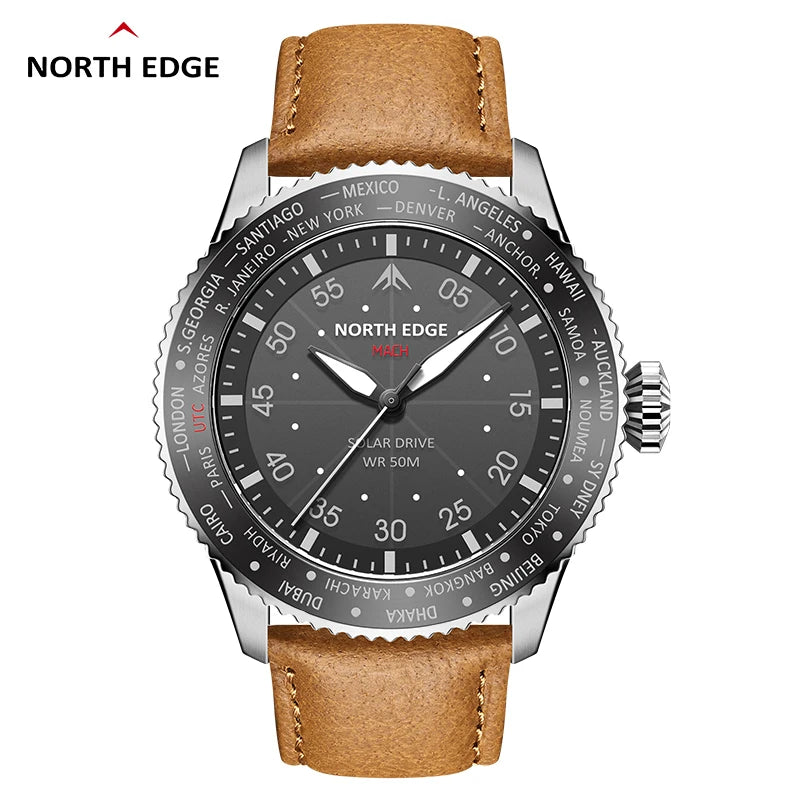 Runs for Half a Year on One Charge — NORTH EDGE MACH Solar Powered Pilot Watch [Colour Options]