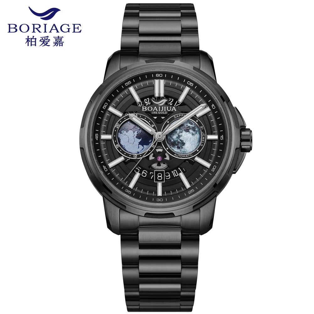 BORIAGE B8002G — Starry Sky Dial Automatic Watch, Sapphire Crystal, Complete Calendar [Colour Options]