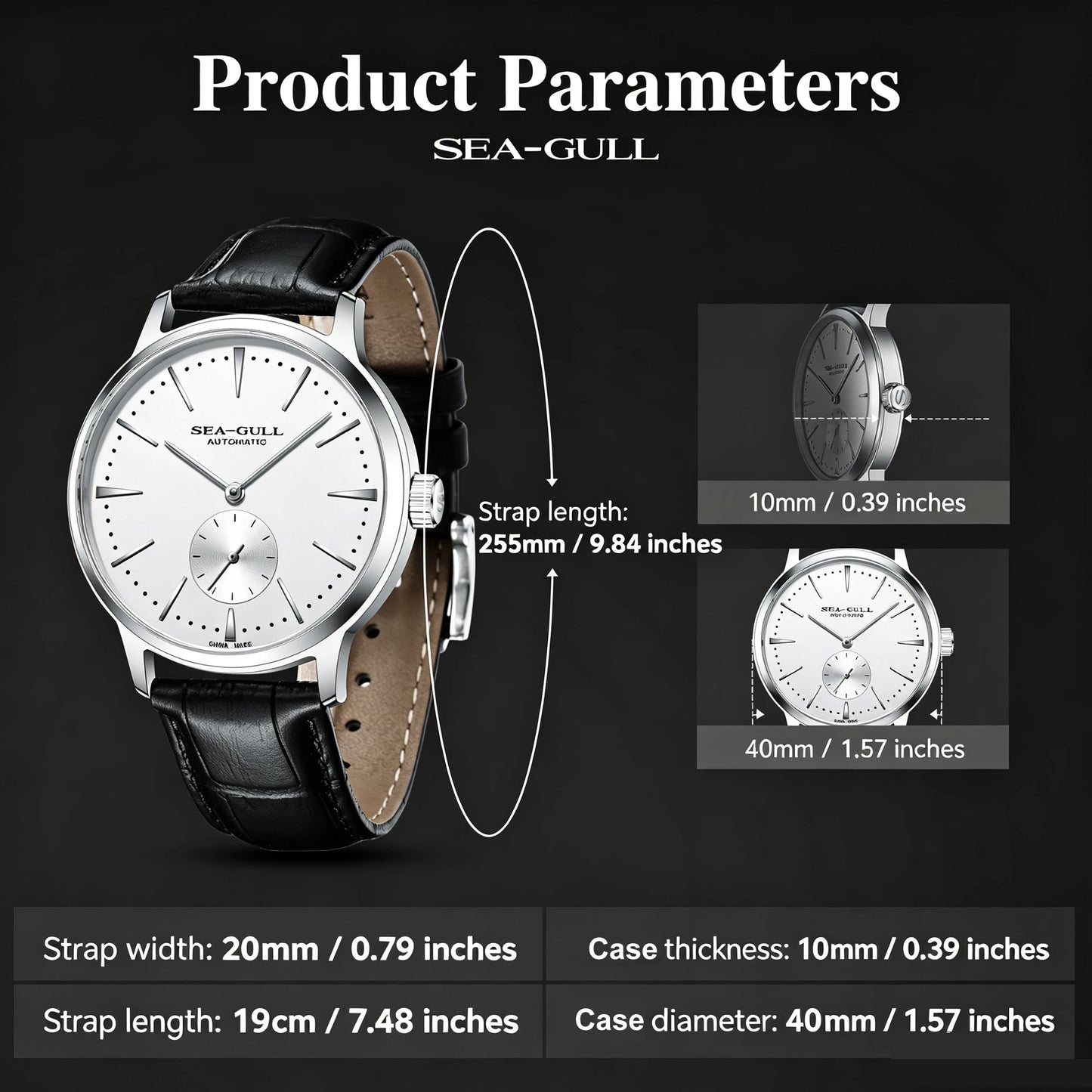 Iconinc Sea-Gull 6075 — In-House Automatic Dress Watch, Sapphire Crystal, 40mm Case