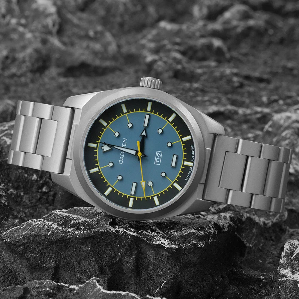 CADISEN TI-7 Autodyne — Genuine Titanium Automatic Watch, Titanium Bracelet Version, Sapphire Crystal, Miyota 8215