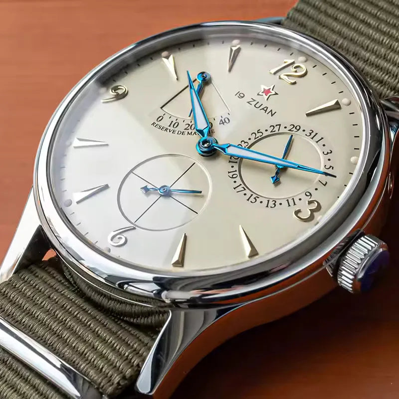 1963 Pilot Watch — Genuine Seagull Automatic Movement, Power Reserve Indicator