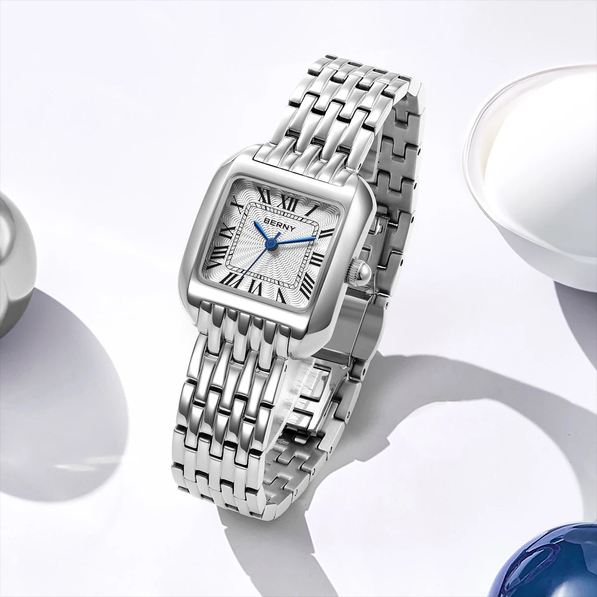 Captivating BERNY 2706VLS — Women's Square Watch, Roman Numeral Dial, Elegant Style