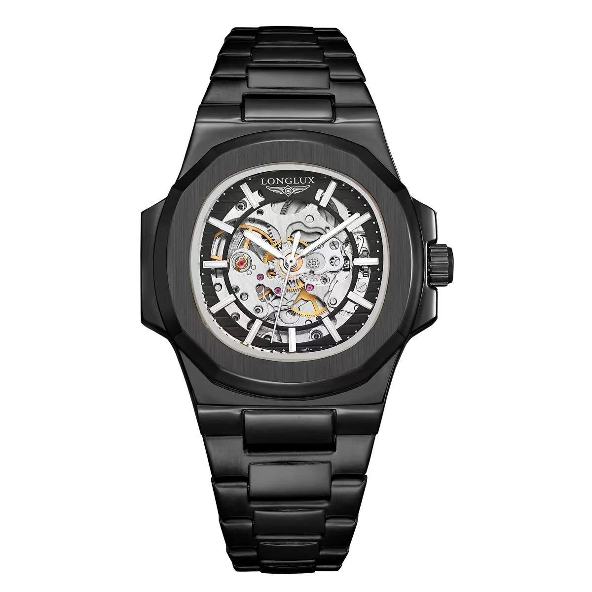 Impossible to Ignore — LONGLUX Skeleton Automatic Watch, Irregular Case, Stainless Steel