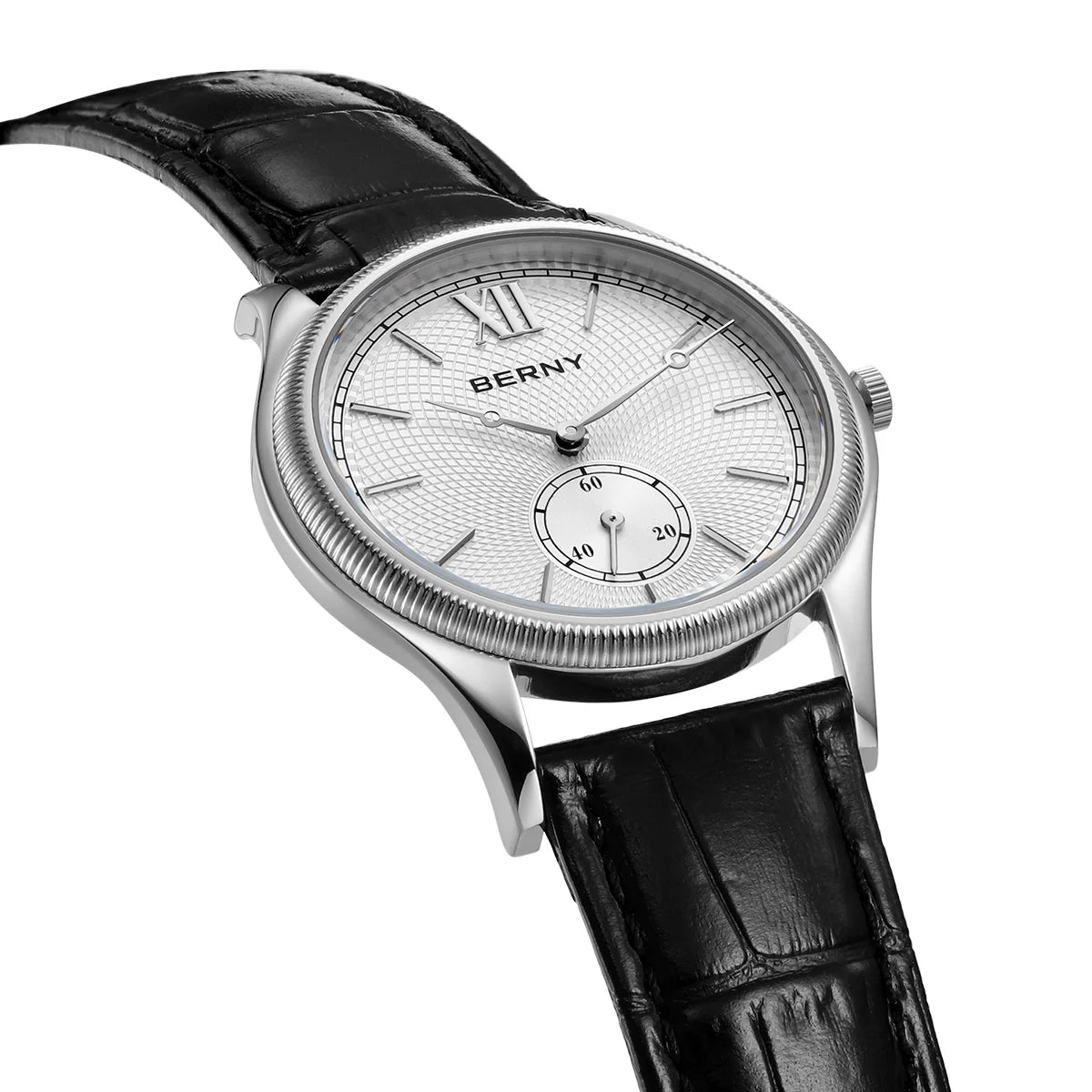 Beautiful Stand Out BERNY 2944M Slim Fashion Watch — Miyota 1L45 Quartz, Stainless Steel, Leather Strap