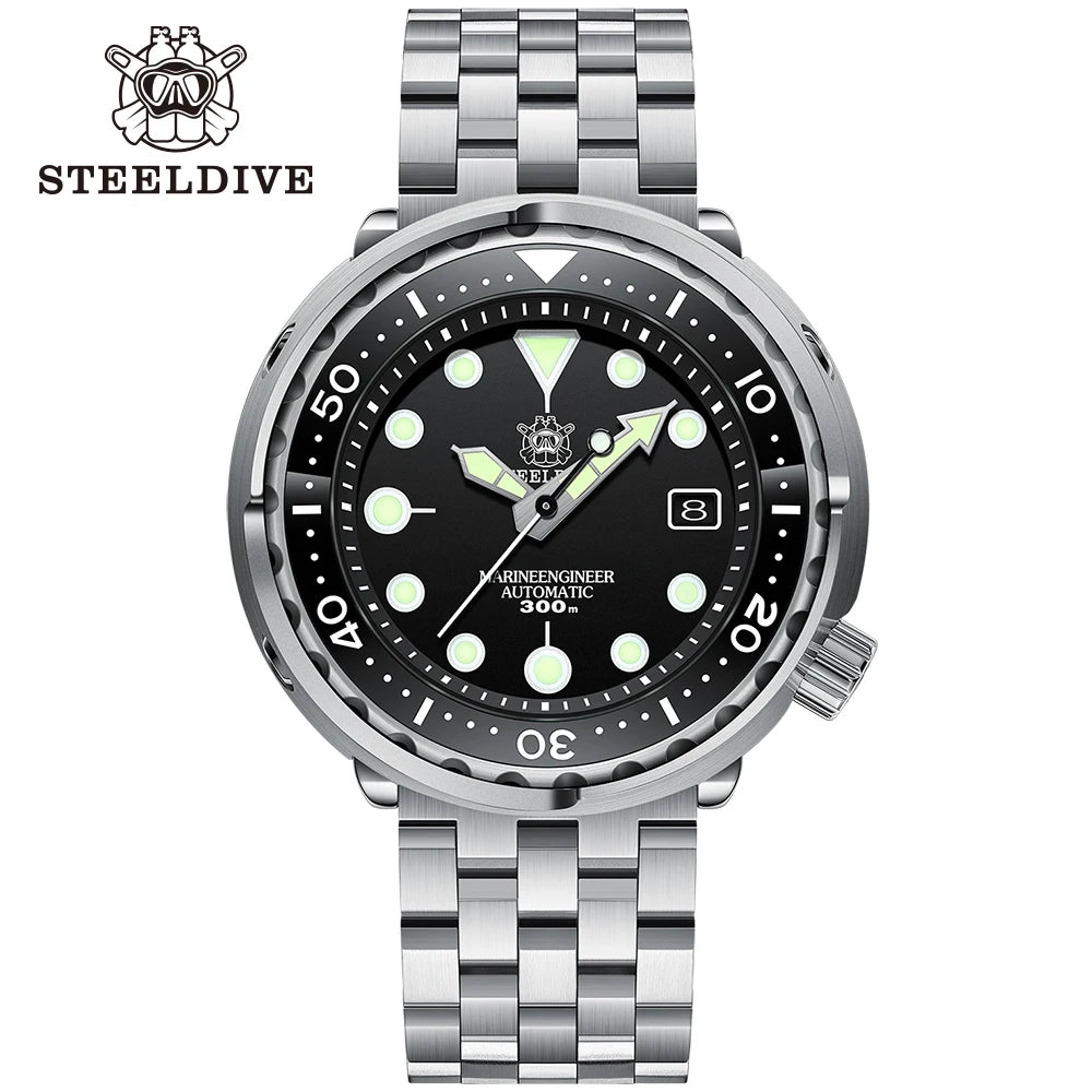 Steeldive SD1975 — Automatic "Tuna" Homage Diver, Genuine 300M Water Resistance, Ceramic Bezel [Multiple Colour & Strap Choices]