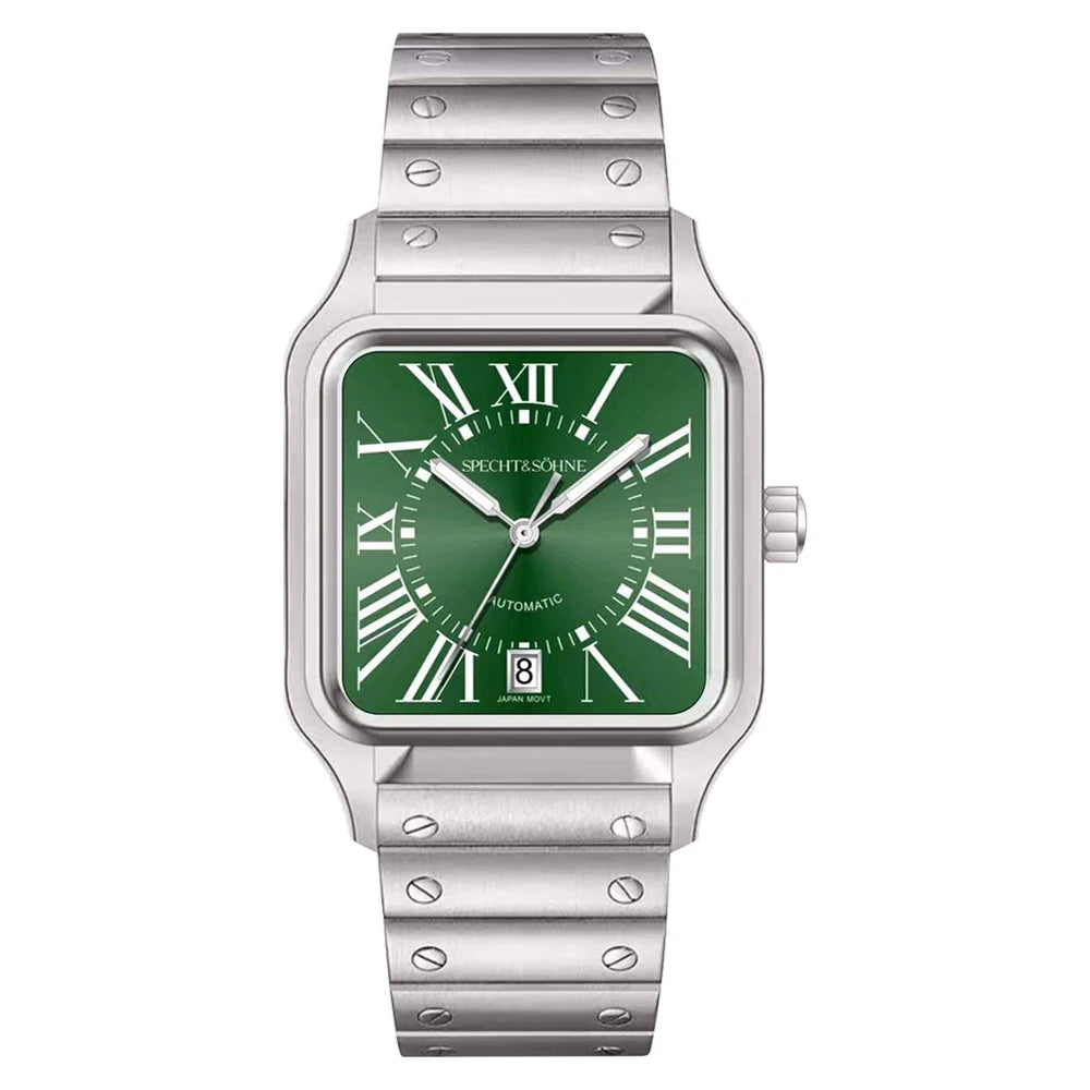 Elegance Redefined — SPECHT&SOHNE SP0011 Rectangular Automatic Fashion Watch, Sapphire Crystal, Stainless Steel [Colour Options]