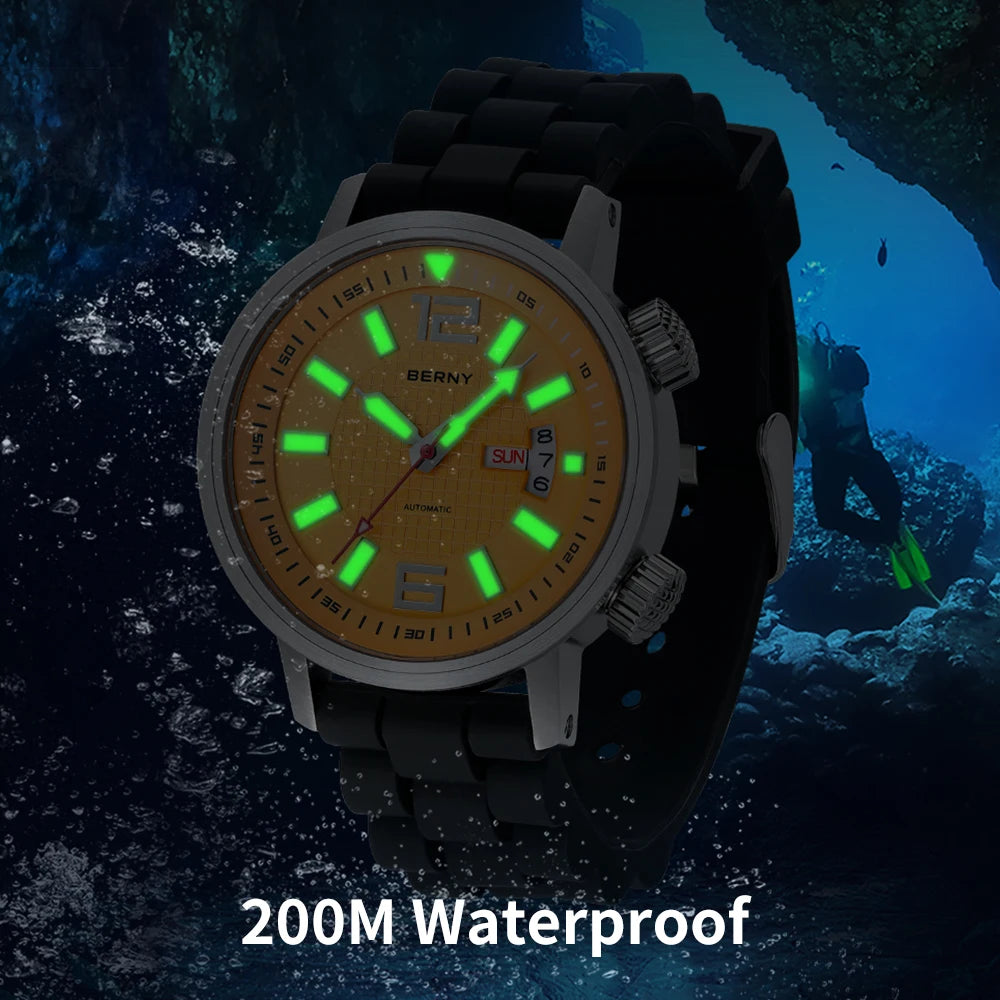 Serious Diver, Serious Value — BERNY 200m Automatic Watch [Colour & Strap Options]