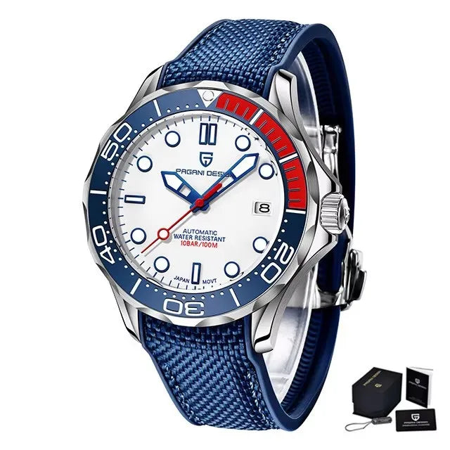 Pagani Design PD-1685 — Automatic Wave Dial Dive Watch, 007 Looks, Ceramic Bezel, 200M Water Resistant [Multiple Colour / Strap Options]