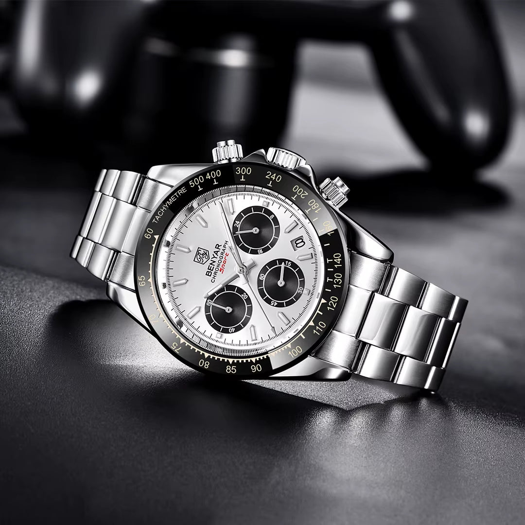 Sports Men Quartz Wrist Watch 3Bar Waterproof Stainless Steel Watch for Men Luxury Fashion Chronograph Relojes Hombre