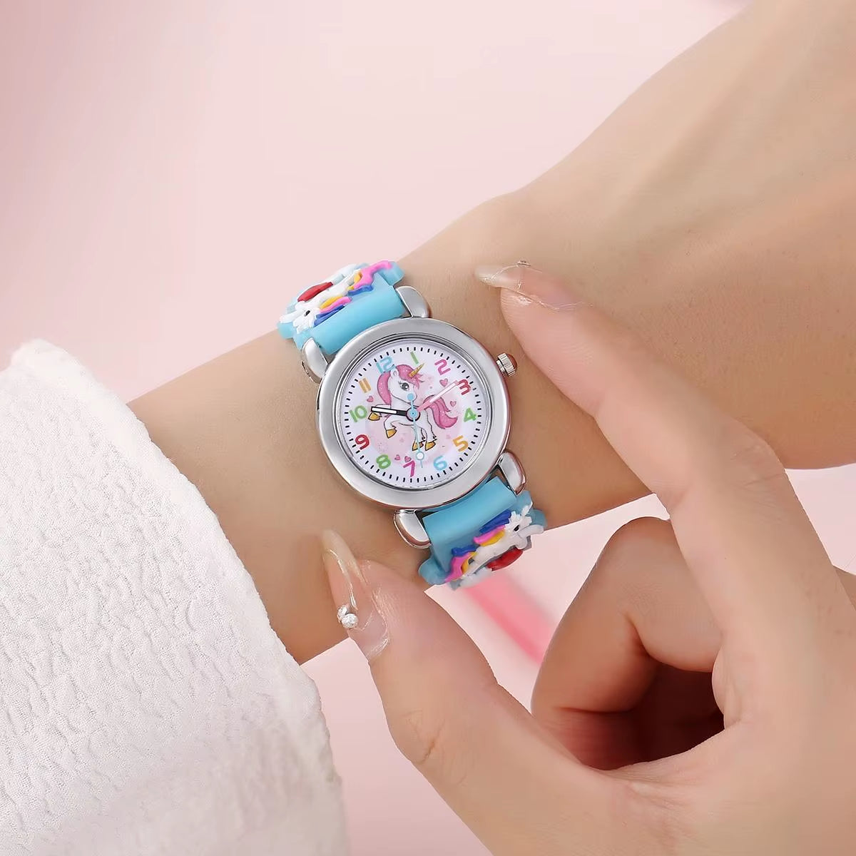 New Fashion Colorful Cartoon Unicorn Student and Children'S Watch Quartz Watch Electronic Watch