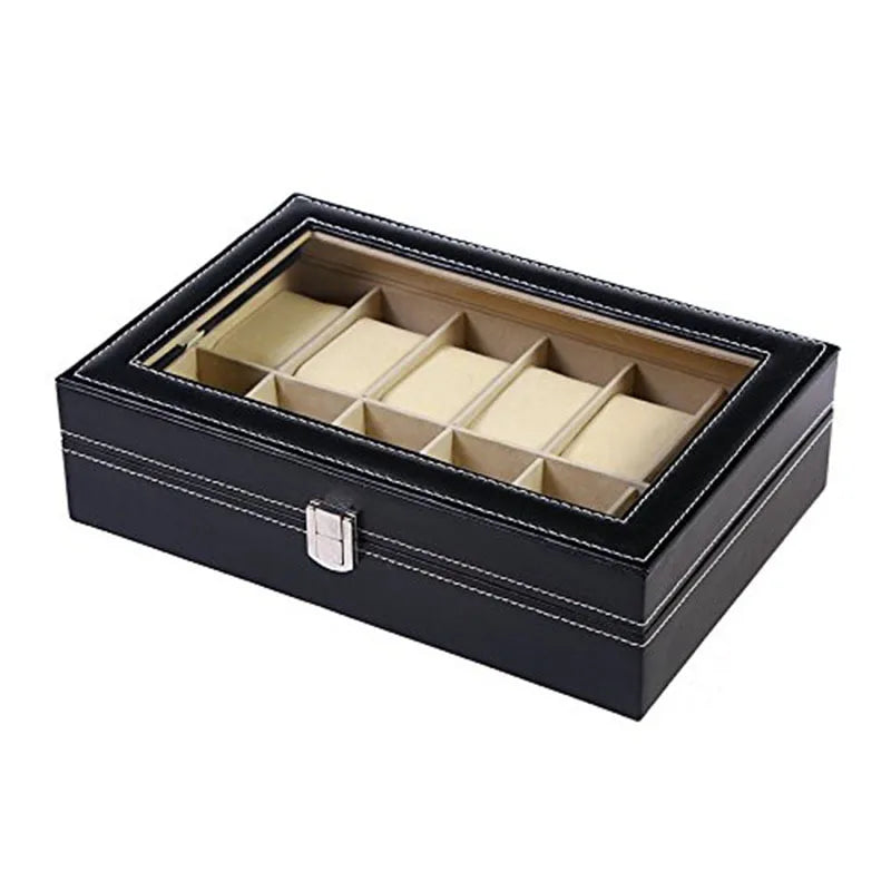 PU Leather Watch Organizer Box Watch Display Case Watch Travel Organizer Tray Watch Collection Storge Holder for Women