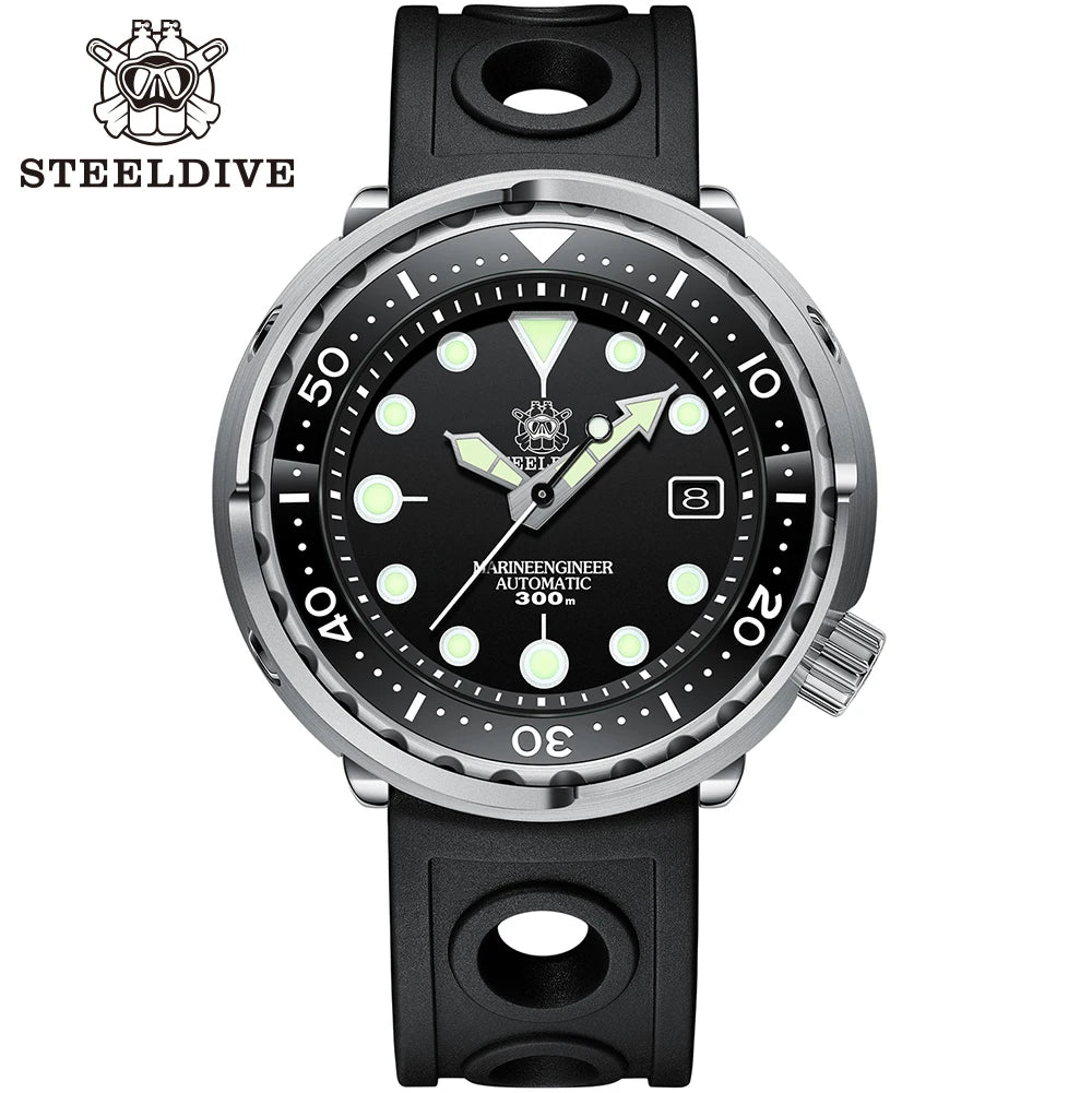 SD1975 Black Dial Ceramic Bezel 30ATM 300M Waterproof Stainless Steel NH35 Tuna Mens Dive Watch