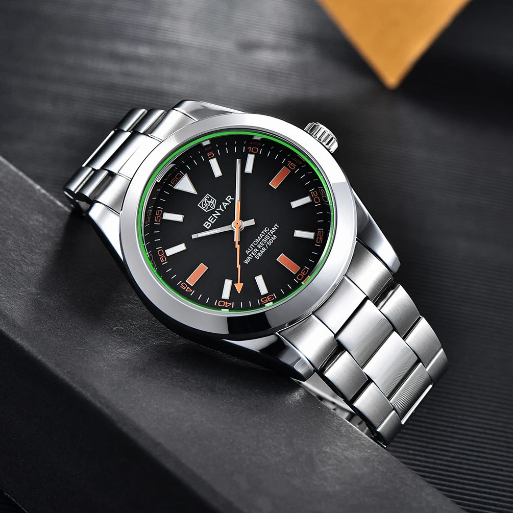 BENYAR 2026 New Mens Watches Top Brand Luxury Watch Men Automatic Mechanical Waterproof 50M Sport Wristwatch for Men BY5176 Gift