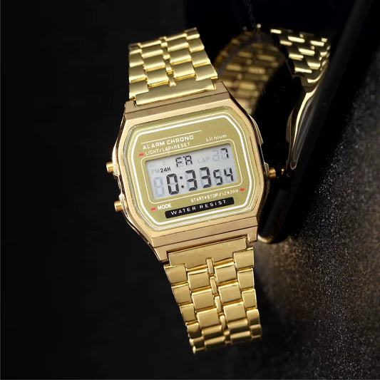 Luxury LED Digital Watch for Men Stainless Steel Men'S Electronic Wristwatch Simple Business Gold Sliver Mens Watch Reloj Hombre