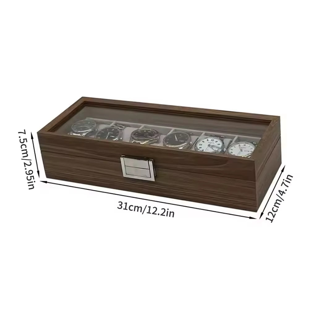 Organizer Box Black Walnut Pattern Wooden 6-Digit Watch Storage Display Box Wooden Watch Packaging Box