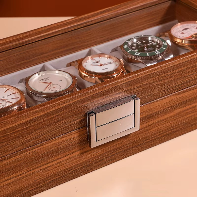 DELESYS New Walnut Wood Creative Watch Box Chinese Style Retro Wood Watch Display Box Large Capacity Beautiful Watch Box