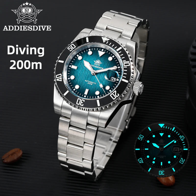 Luxury Fashion Diver Automatic Mechanical Watch Sunburst Dial 200M Waterproof Men'S Watches Relogio Masculino AD2536