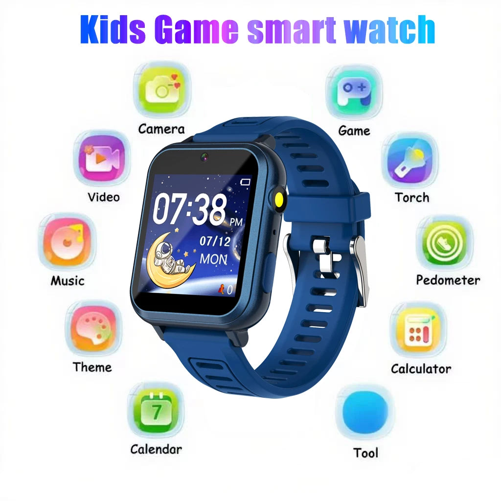 Children'S Wristwatch 24 Games Kids Smart Watch Music Play Pedometer Tracker Time Display Video Audio Record Torch Smartwatch