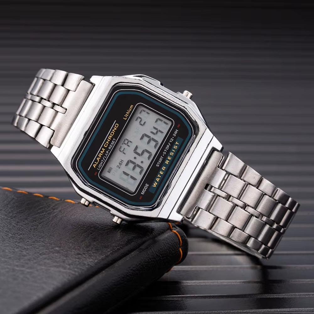 Luxury LED Digital Watch for Men Stainless Steel Men'S Electronic Wristwatch Simple Business Gold Sliver Mens Watch Reloj Hombre