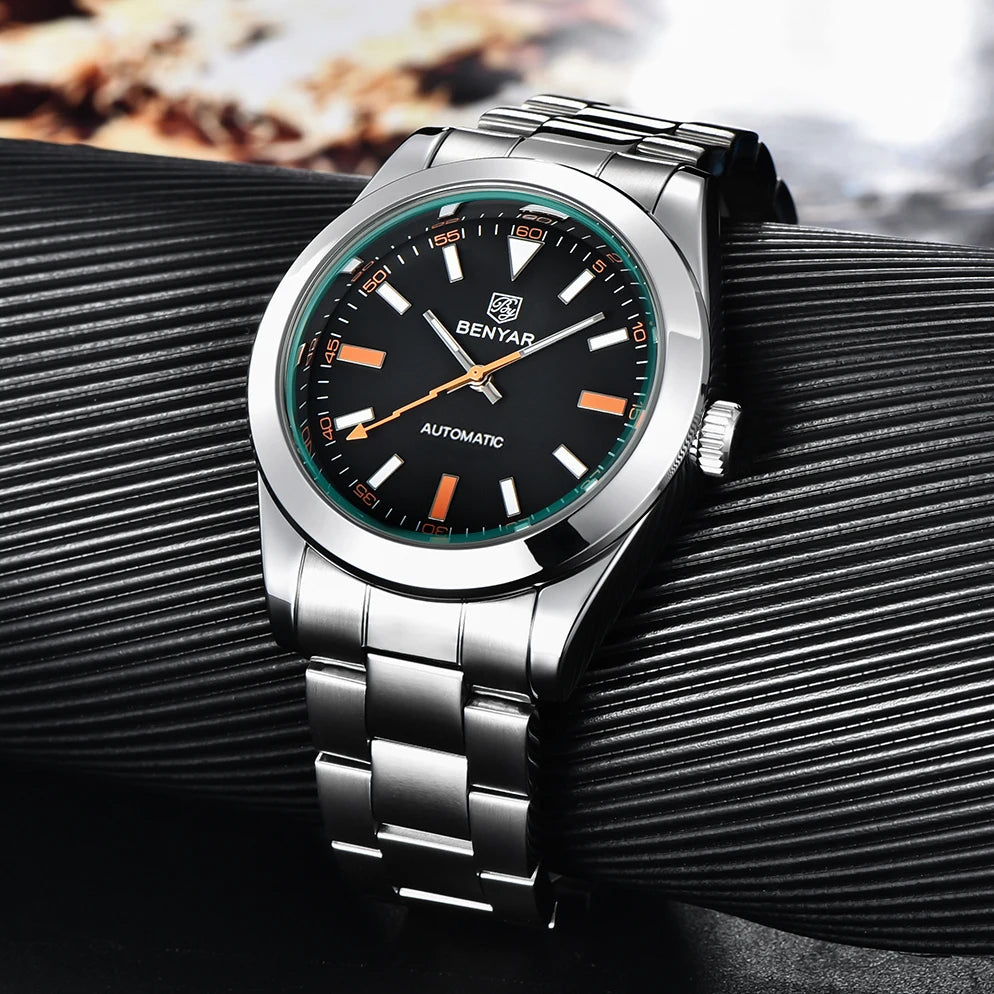 BENYAR 2026 New Mens Watches Top Brand Luxury Watch Men Automatic Mechanical Waterproof 50M Sport Wristwatch for Men BY5176 Gift