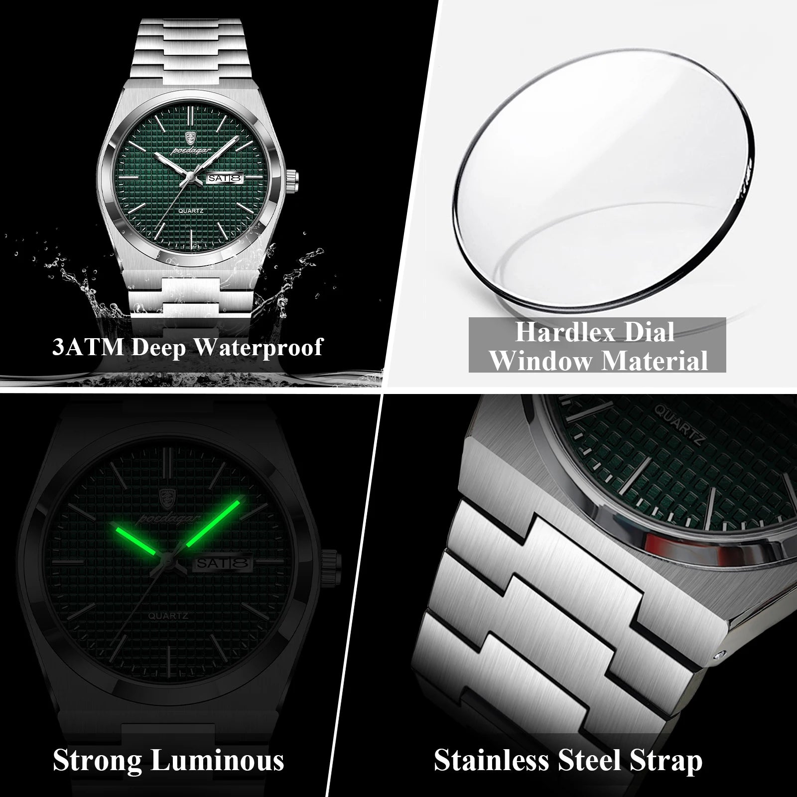 Luxury Original Man Watch Waterproof Stainless Steel Luminous Men'S Wristwatch Date Week Quartz Fashion Watches for Men